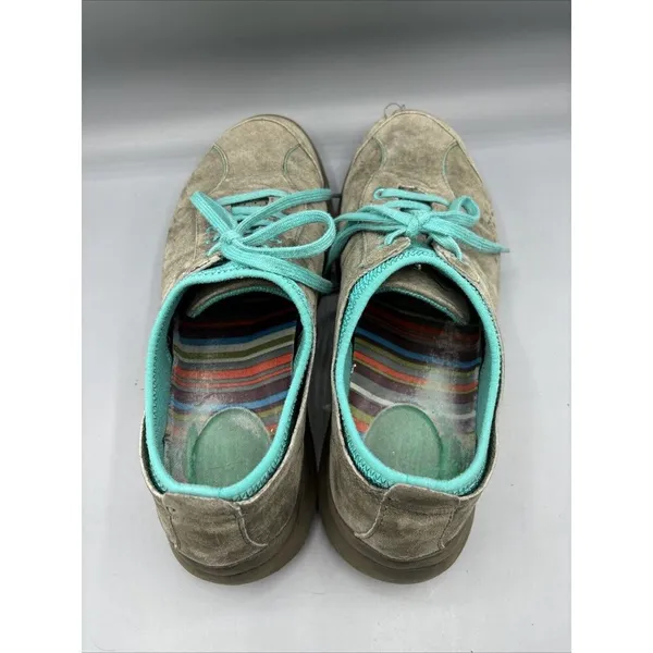 Dansko Women's Sneakers Sz 39 Elise Gray‎ Turquoise Suede Comfort Casual Walking - Image 4