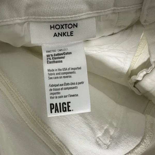 Paige Hoxton Ankle High Rise Skinny Jeans White Size 27 Made in USA - Image 6