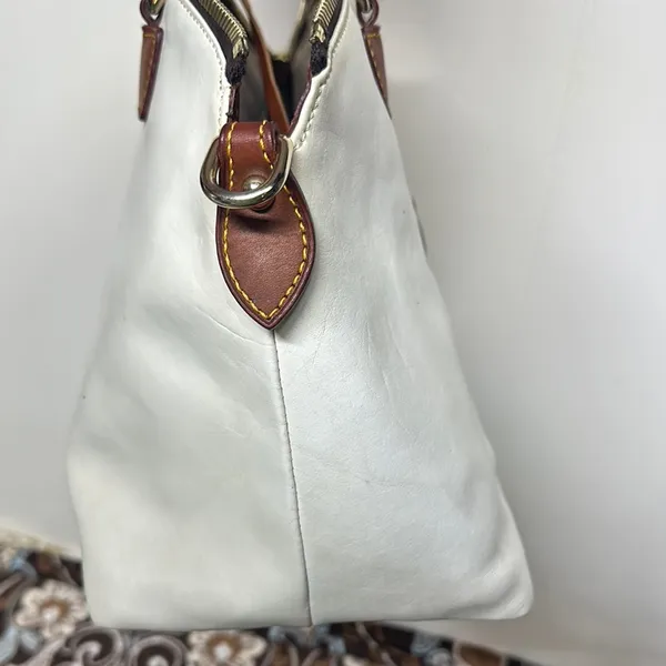 Dooney & Bourke White and Brown Satchel with Leather Accents - Image 16