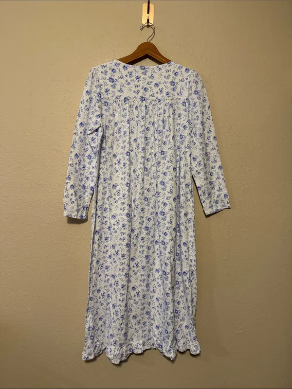 Eileen West Floral Cotton Ballet Nightgown Blue Size Small - Image 6