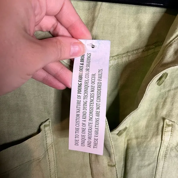 NWT Young Fabulous & Broke Hudson green linen blend cargo romper - Image 7