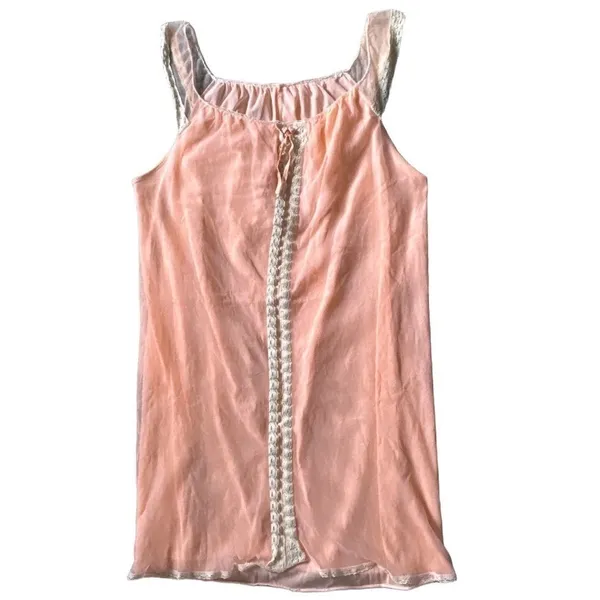 VTG THRASHED 50s 60s Peach Sheer Chiffon Nighty Coquette Grunge‎ Glam Babydoll - Image 6