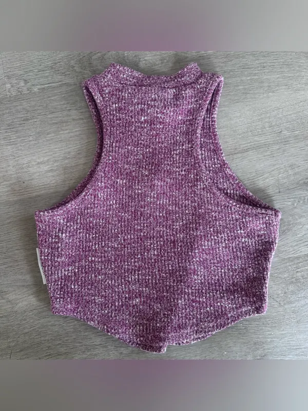 Gymshark Slounge Cropped Ribbed Tank Top High Neckline Women’s XS Pink - Image 5