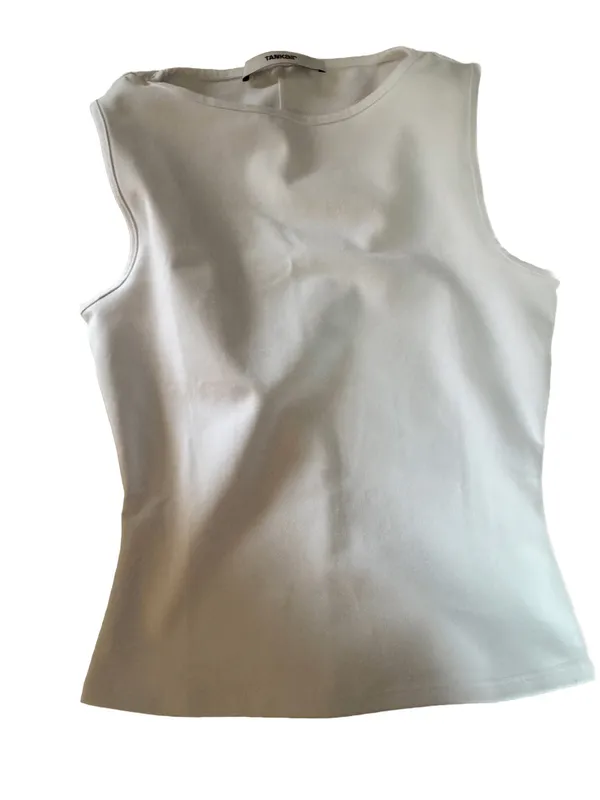 Tankair Straight Neck Sleeveless Top in white Sz S brand new tank air - Image 3