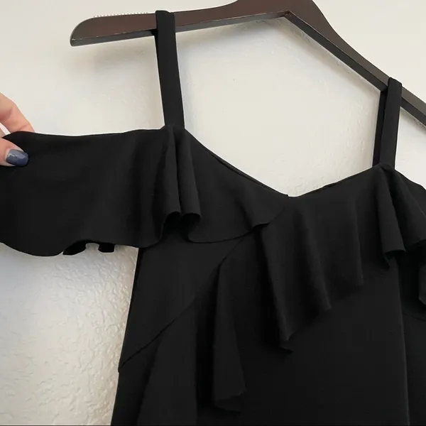NWT BAILEY 44 Jungle Canopy Cold-Shoulder Dress Black Large - Image 5
