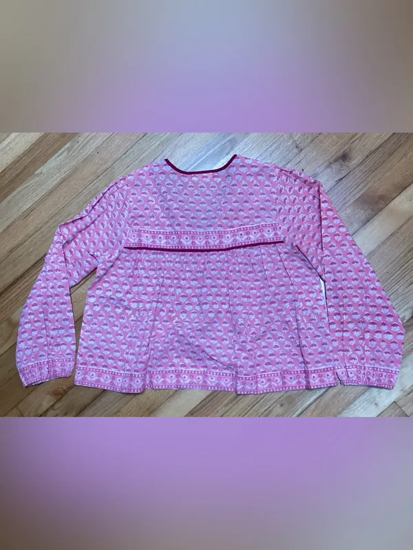 Marea Pink Floral Block Print Cotton Blouse size medium - Image 5