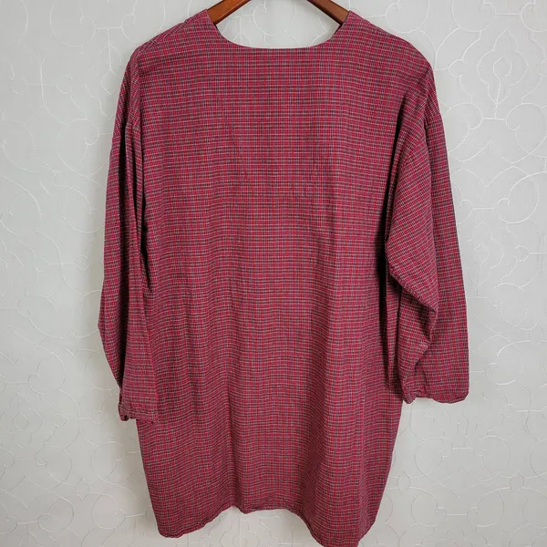 Disney Pooh V-neck Women's Plaid Night Oversized Shirt Long Sleeves‎ - Image 3