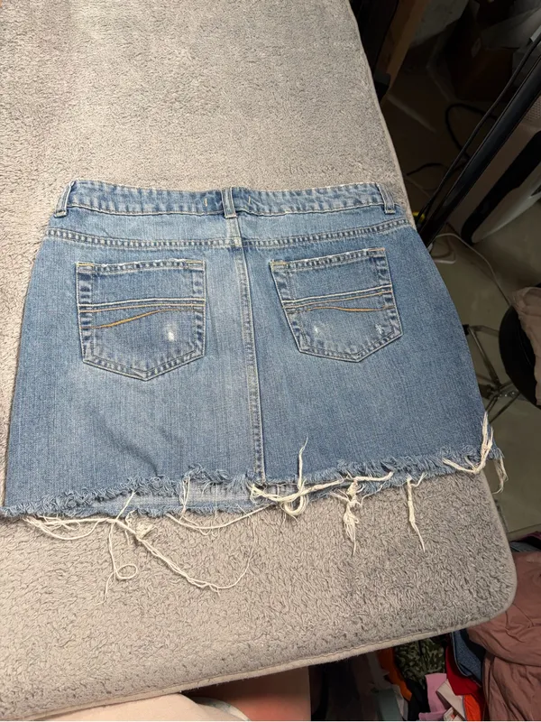 Aeropostale y2k vintage Denim Frayed Hem Mini Skirt blue jean 5/6 - Image 4