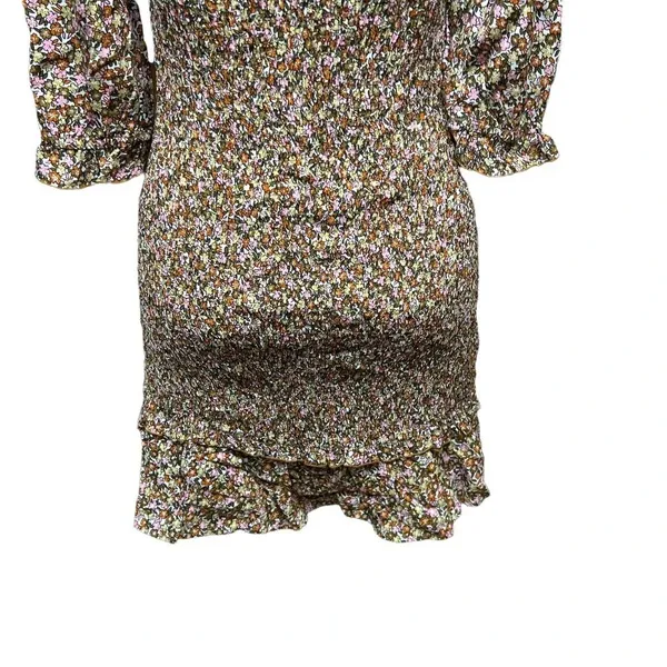 Faithfull The Brand Es‎ Saada Floral Smocked Dress Brown Pink Size 2 - Image 11