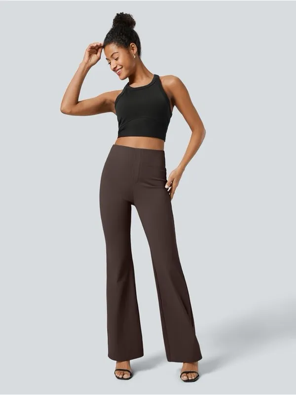 Halara Flex High Waisted Slight Flare Work Pants Brown Size M Office NEW - Image 10