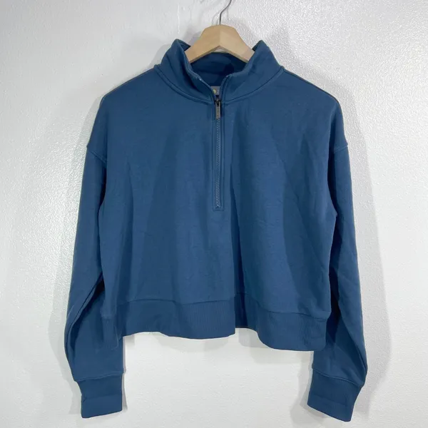 ZELLA Ultra Soft Fleece Half Zip Pullover Sweatshirt Womens XL Cropped Mock Neck - Image 3
