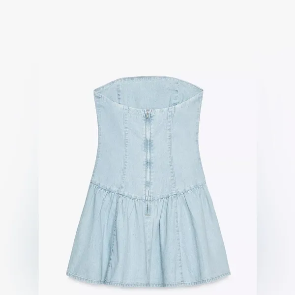 Zara TRF DENIM‎ BANDEAU DRESS - Image 5