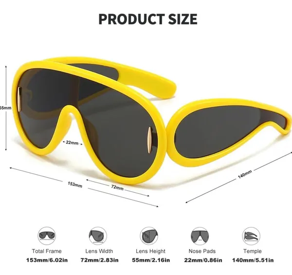 Yellow Luxury Y2K Cyberpunk oversized aviator Loewe bold acetate Summer frames. - Image 3