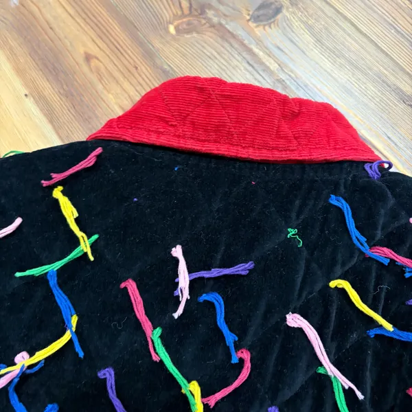 Vintage 90s Keren Hart Eyelash Rainbow Confetti Quilted Jacket - Image 5