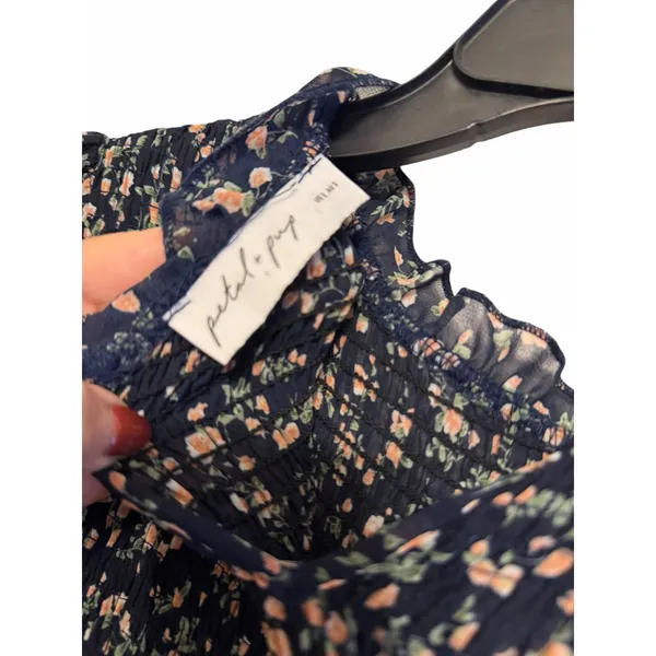 Petal + Pup Edwina Smocked Navy Tiered Smocked Floral Dress - Size S - Image 10