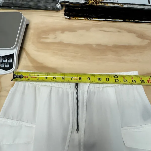Mags & Pye White Cargo Jogger Pants Women's Medium Elastic Waist Zipper Detail‎ - Image 9