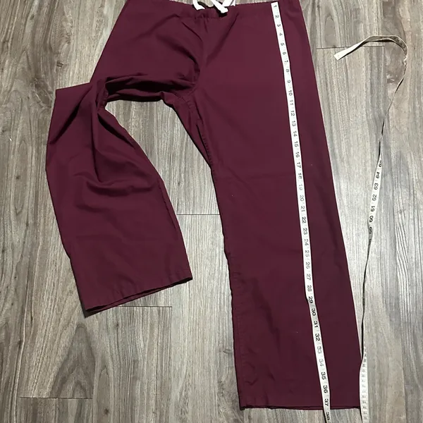 Urbane Straight-Leg Scrub Set in Burgundy with Blue Trim - Image 10