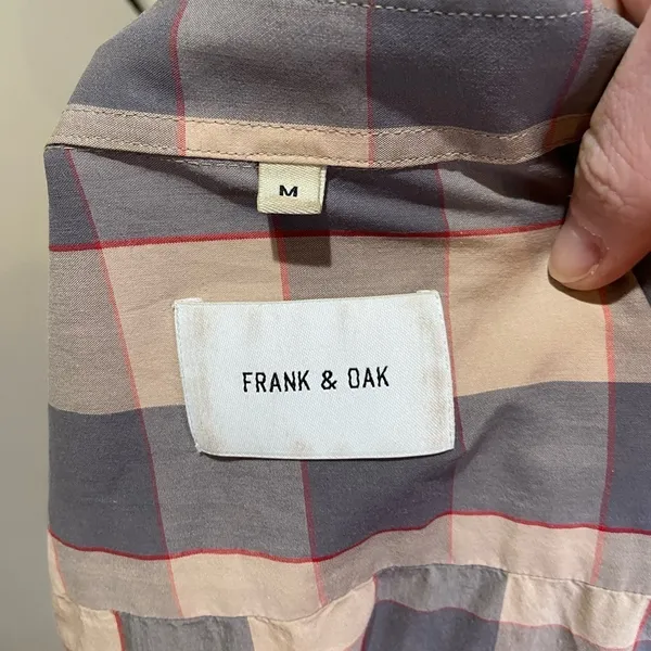 FRANK & OAK Long Sleeve‎ Cotton Plaid Button Down Shirt sz Medium - Image 7