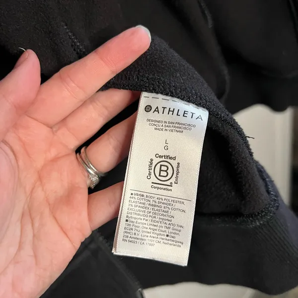 Athleta Triumph Hoodie Black Size Large Fleece Lined Full Zip - Image 9