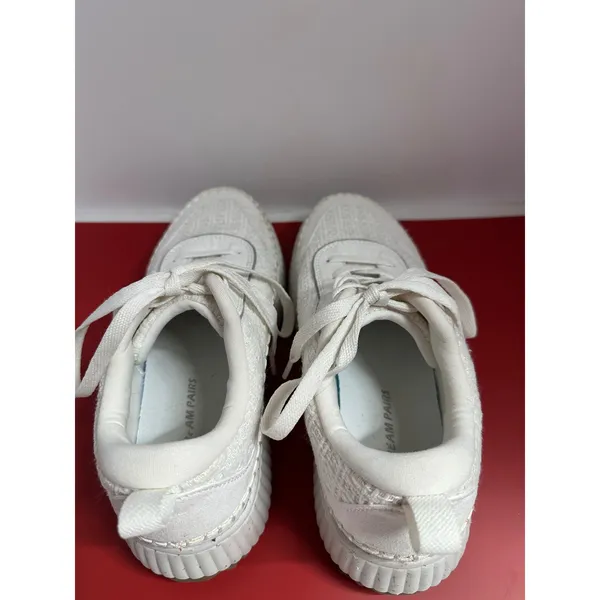 Dream Paris Women White Tweed Lace Up Sneakers Casual Comfort Shoes US 8 EUR 39 - Image 3