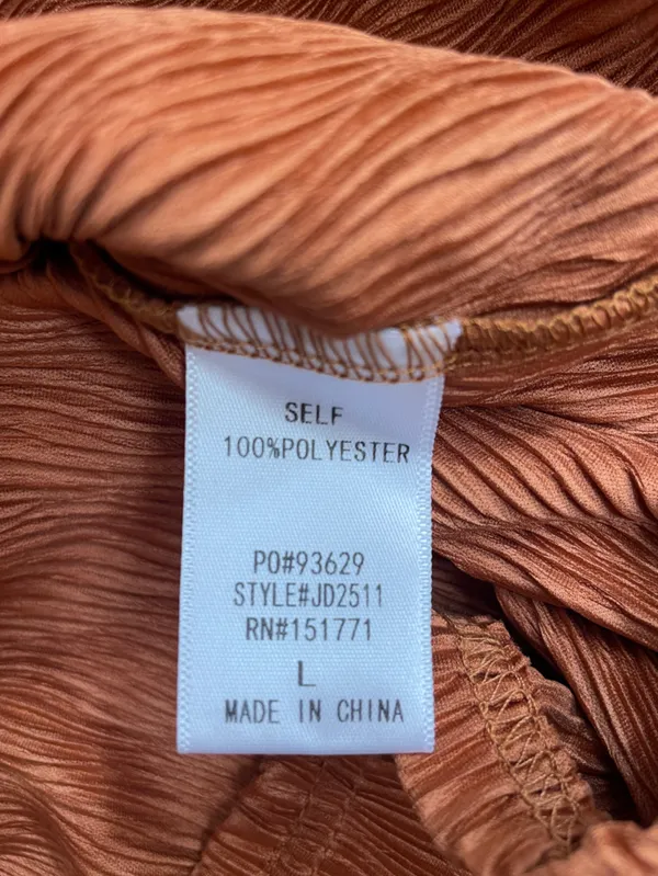 NWT Gilli Rust Plisse Ribbed Long Sleeve Front Knot Mini Dress Sz L 💚🎀 - Image 10