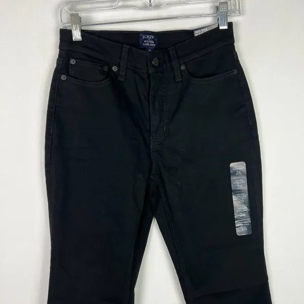 NWT J. Crew Factory Mid-Rise Flare Crop Black Jean in All-Day Stretch Size 26 - Image 3