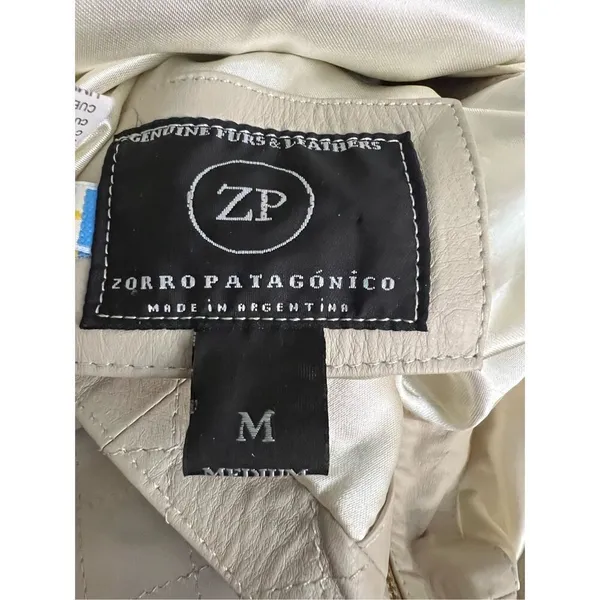 Zorro Patagonico Women cream ‎ Soft Leather Lined moto jacket M - Image 5