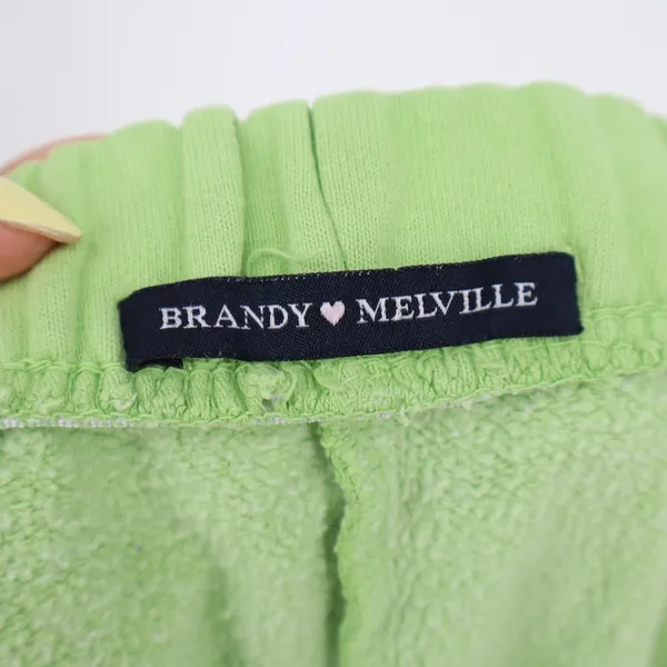 Brandy Melville Lime Green Rosa Sweatpants Joggers Fleece One Size - Image 2