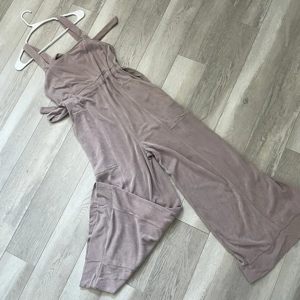 Free People Jumpsuit wide leg its a cinch womens Purple (medium) athleisure boho - Image 4