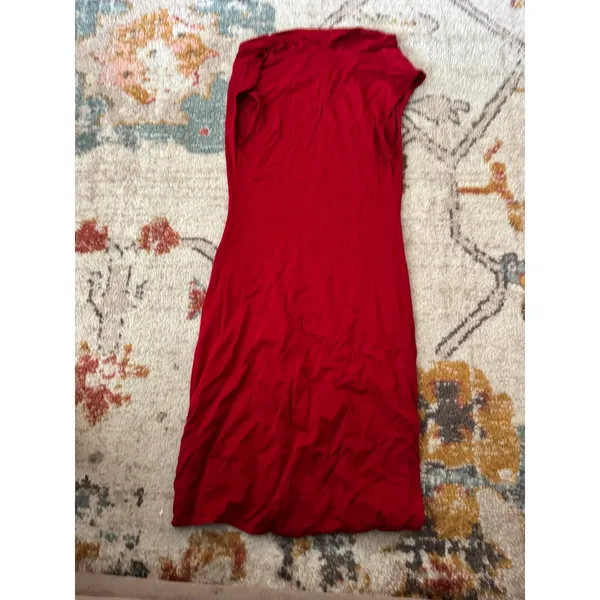 Max Studio Red Cowl Neck Ruched Sheath Dress Sleeveless XS 1905T56 - Image 4