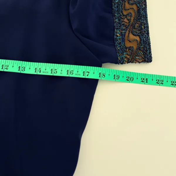 Bob Mackie Cocktail Dress Sz 6 Navy Blue Beaded Sequin‎ Sheath Vintage Glam - Image 7