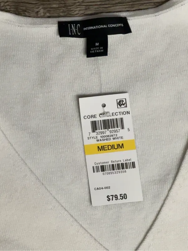 INC International Concepts White Puff Sleeve Sweater Dress M NWT - Image 7