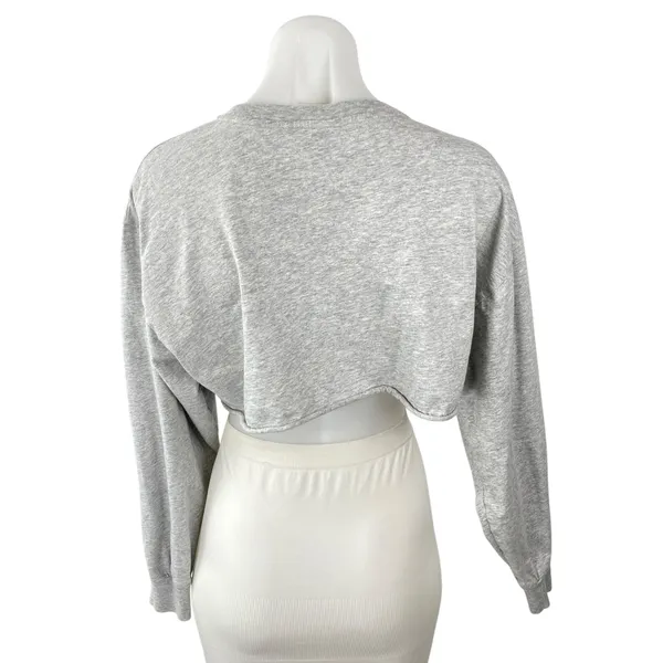 Aritzia TNA Women's Gray Long Sleeve Crew Neck Boxy Cropped Sweatshirt Top Sz S - Image 4
