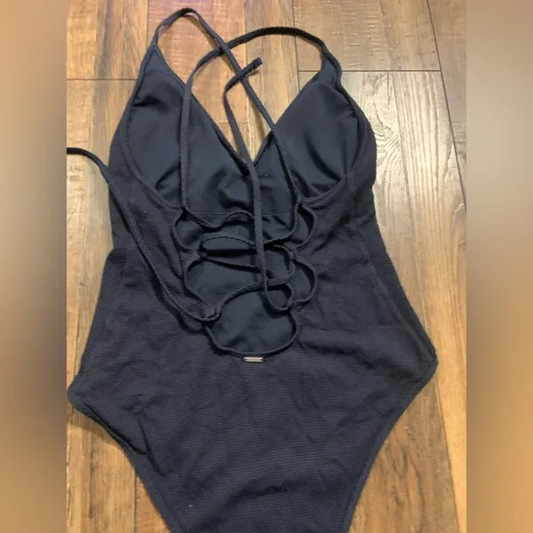 Abercrombie navy ribbed lace up back one piece bathing suit or bodysuit nwot $80 - Image 5