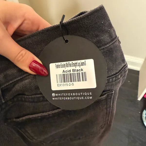 White Fox Boutique Acid Black High Rise Jeans - Image 2