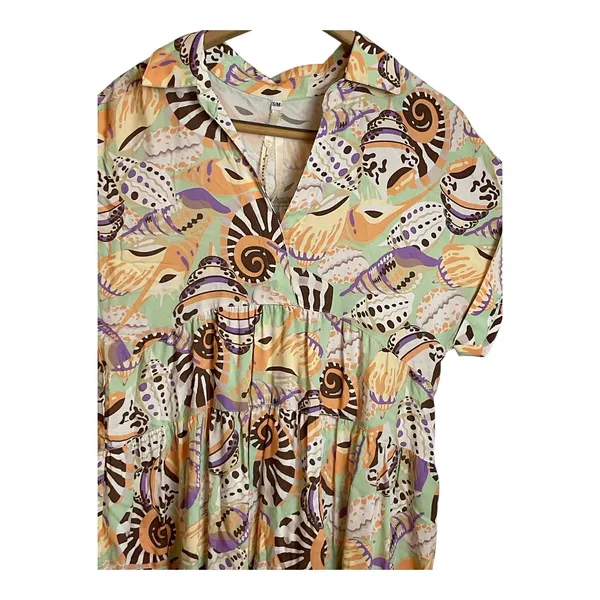 Uncle Frank Unique Print Collared Short Sleeve Tiered Mini Dress. ‎ S /M - Image 7