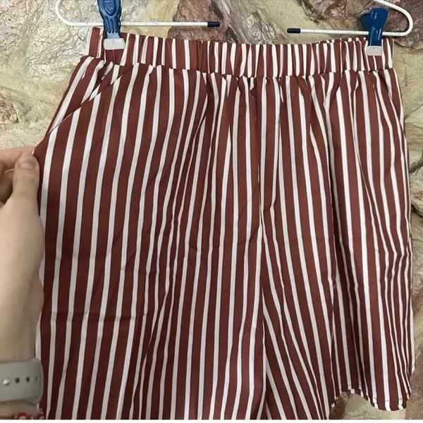 Commense Stripe Three Piece Shorts Set size Medium Brown - Image 3