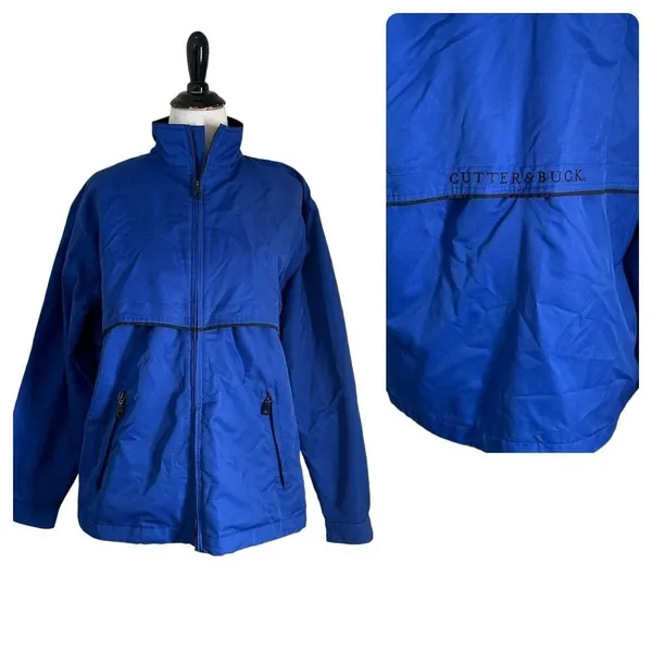 Cutter Buck Weather Tech Windbreaker Golf Jacket Women Blue Vented Piping Coat M - Image 2