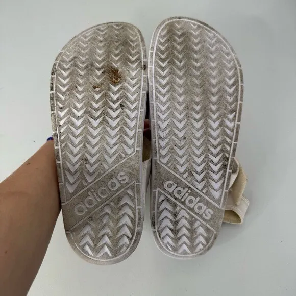 Adidas‎ White Adilette Sandals Size 8 - Image 4