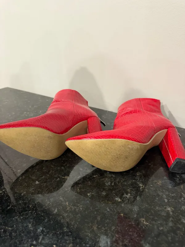 Women’s red booties Size 7 - Image 5