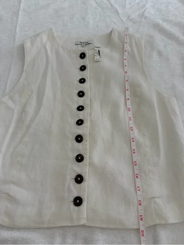 Madewell NWT Button-Front 100% Linen Shell Top Ivory Size 2 - Image 8