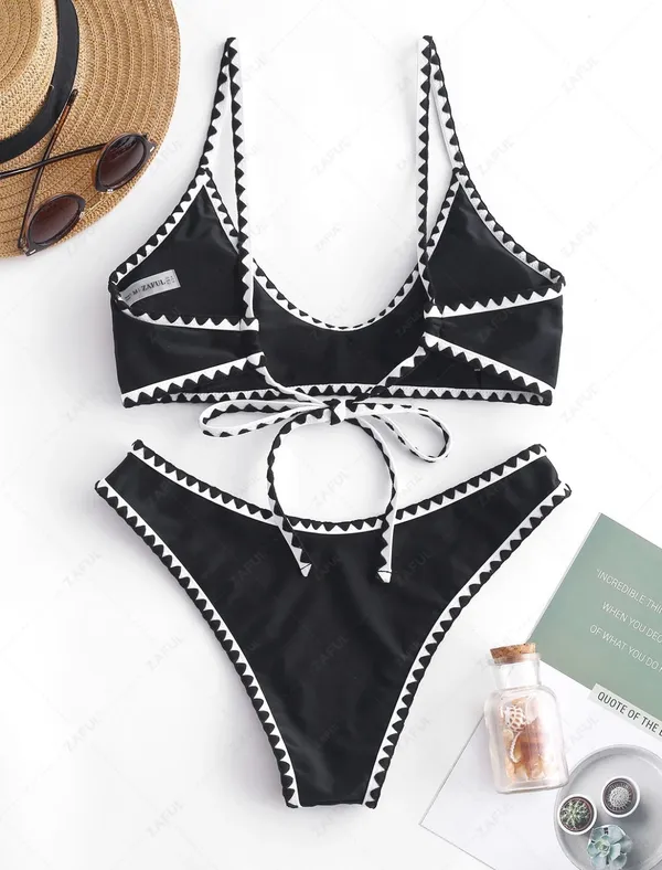 Zaful Black & White Bikini Set - Image 2