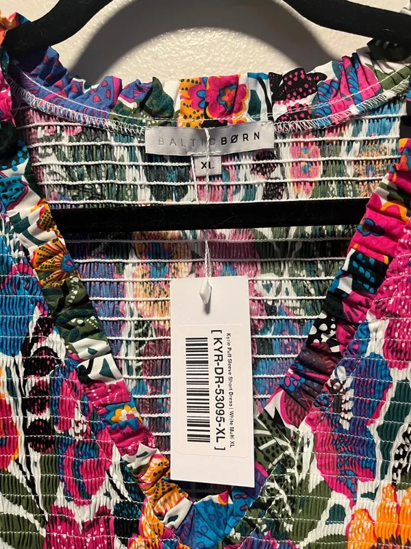 BALTIC BORN (NWT) Kyrie Puff Sleeve Short Dress, Multicolor Floral, Size XL - Image 8