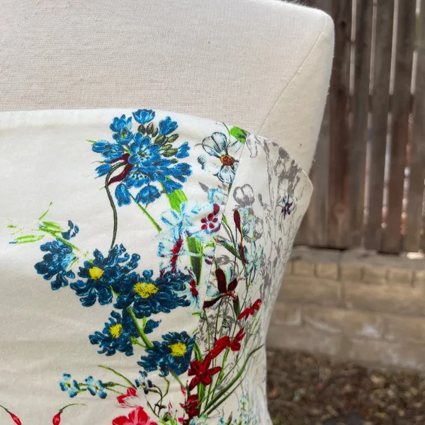 Zara Strapless Dress spring break Floral Pattern basque waist corset pinup event - Image 3