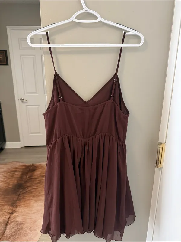 Commense Brown Triple-Layer Babydoll Boho Mini Dress Size Large NWOT - Image 5