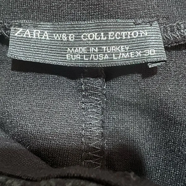 Zara W&B Collection Black Skinny Ankle Pants with Textured Panel Size Large - Image 6