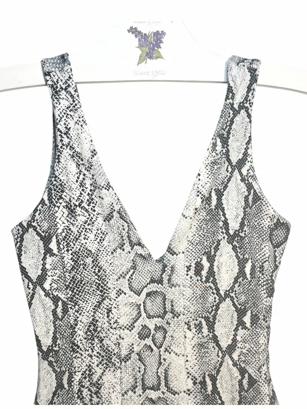 LULUS Women’s Wildlife Black and White Snake Print One Piece Bodysuit Size XS - Image 9
