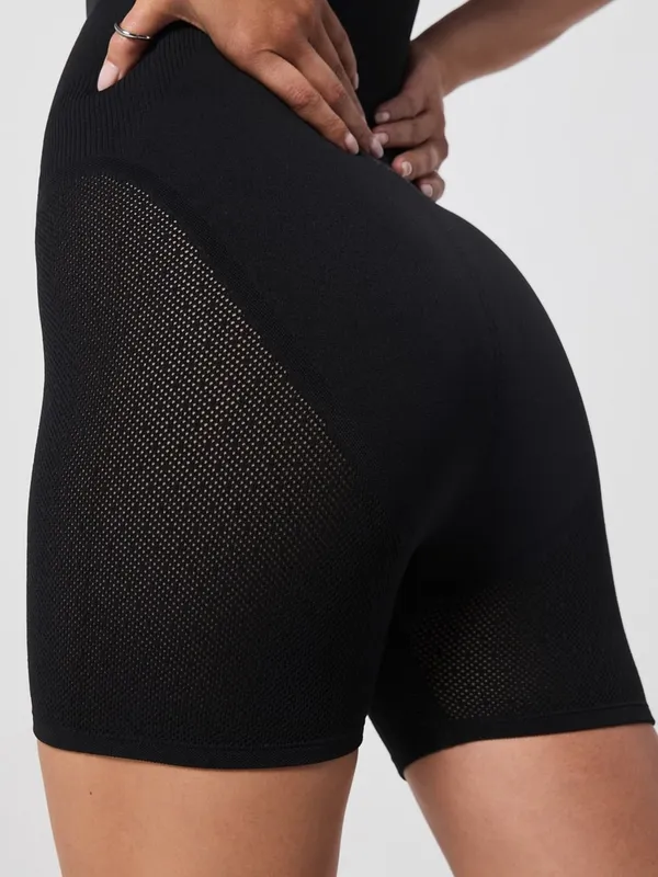 Fabletics 360 Black Seamless Onesie Romper Adjustable Strap Bodysuit - Image 3