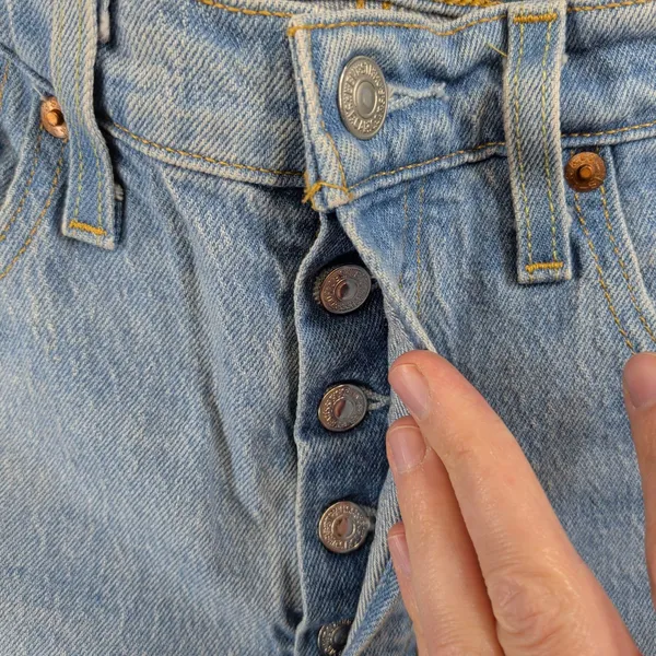 Levis Premium 501 S Skinny Jeans Light Wash High Rise Button Fly Blue Denim - Image 9