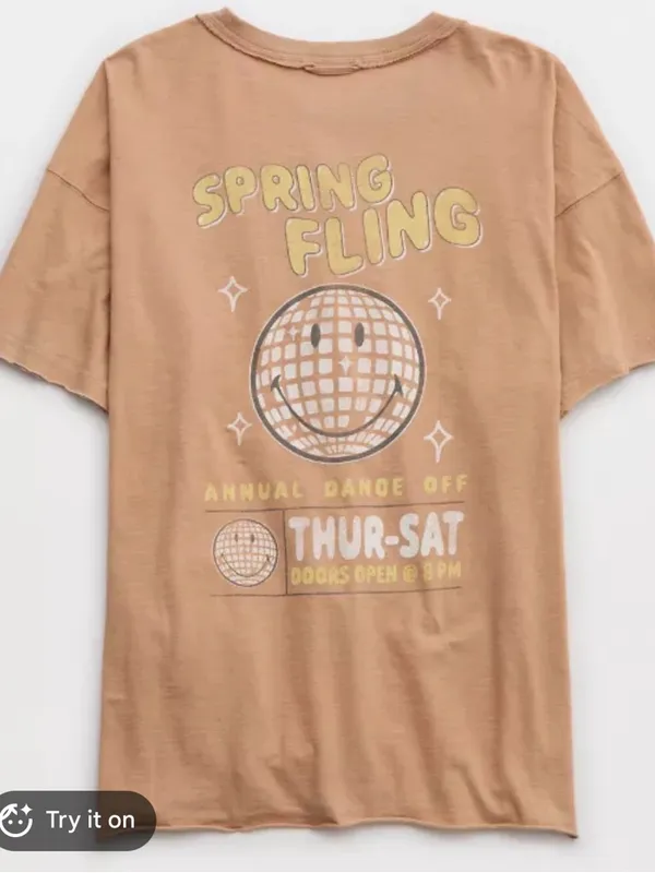 aerie Tan Crewneck Graphic Tee - Image 3